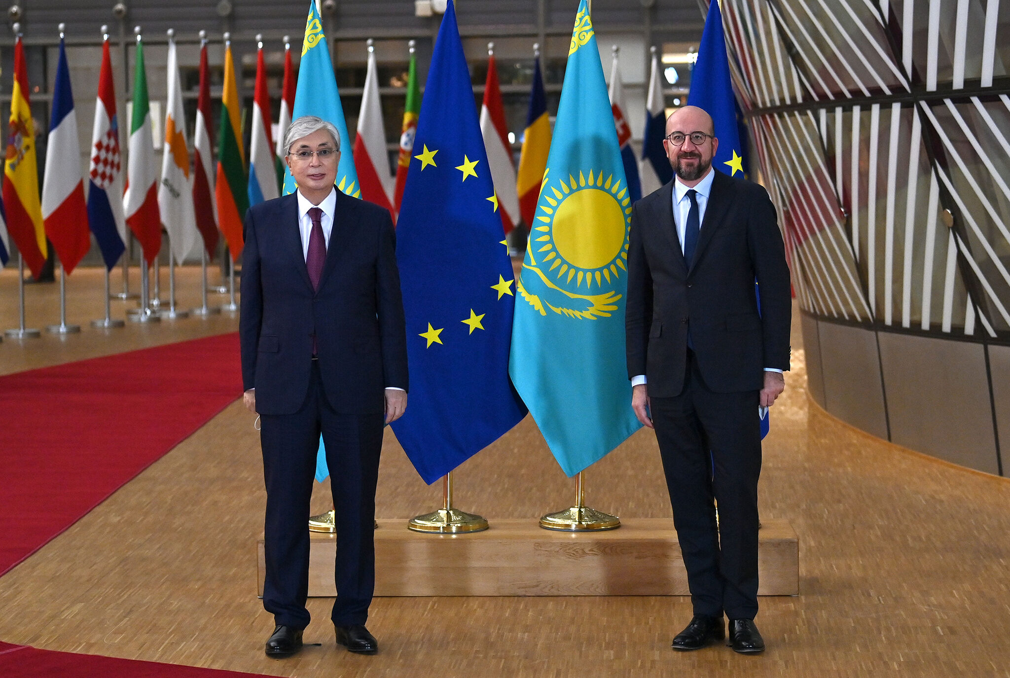 Президент Касым-Жомарт Токаев провел переговоры с Президентом Европейского Совета Шарлем Мишелем