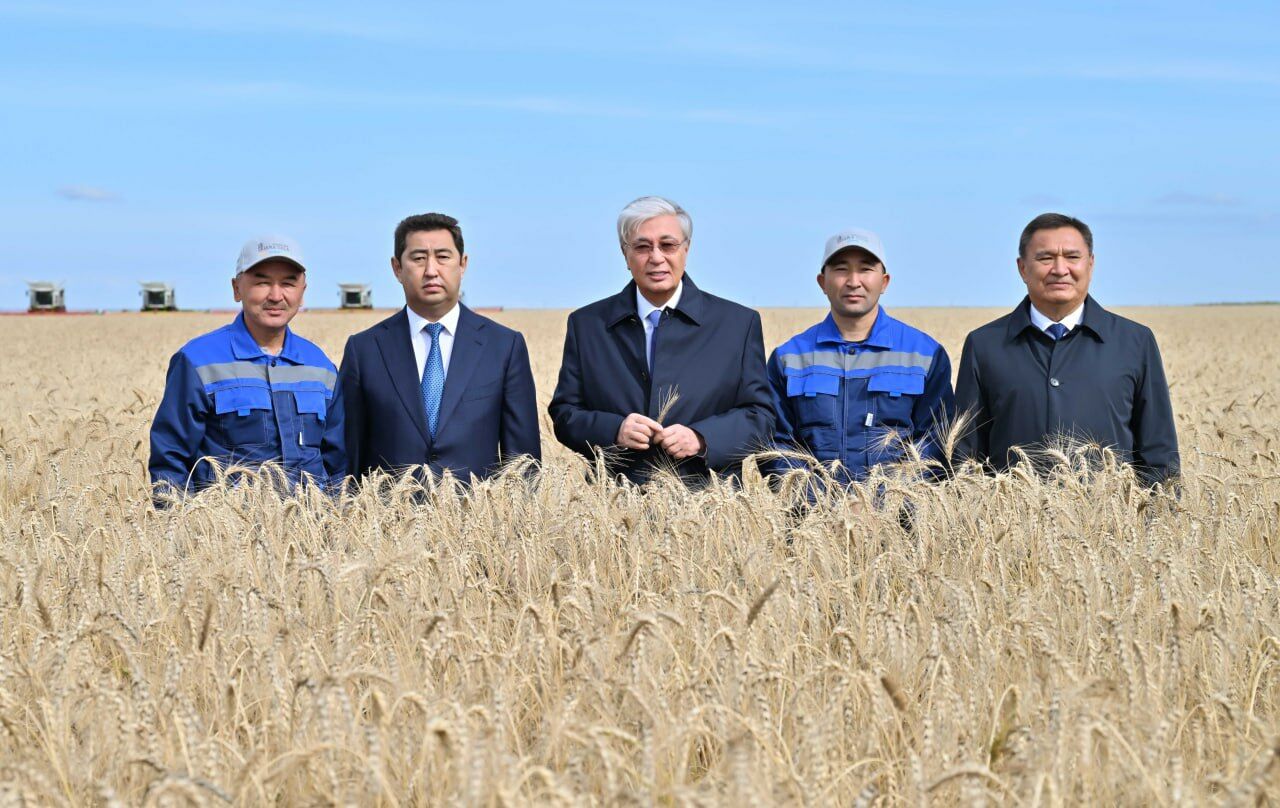 Токаев ознакомился с ходом уборочной кампании в Акмолинской области