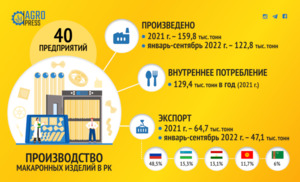 На 5.8% выросло производство макарон в Казахстане