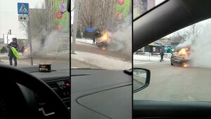 «ГАЗель» сгорела в центре Уральска