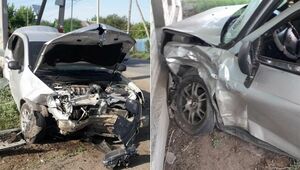 Столкнувшиеся авто врезались в столб и жилой дом в ЗКО, есть пострадавшие