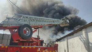 Пожар на складе со стройматериалами и бытовой химией тушат в Костанае