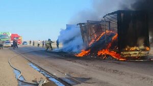 Фура под управлением гражданина Таджикистана сгорела на трассе в Актюбинской области