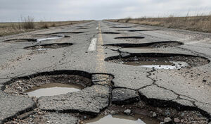 Из-за ям и дефектов