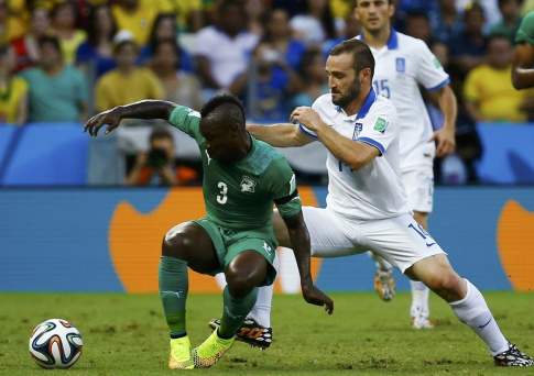Греция вырвала победу у Кот-д'Ивуара и вышла в 1/8 финала чемпионата мира по футболу