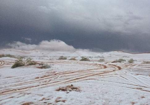 В Саудовской Аравии выпал снег